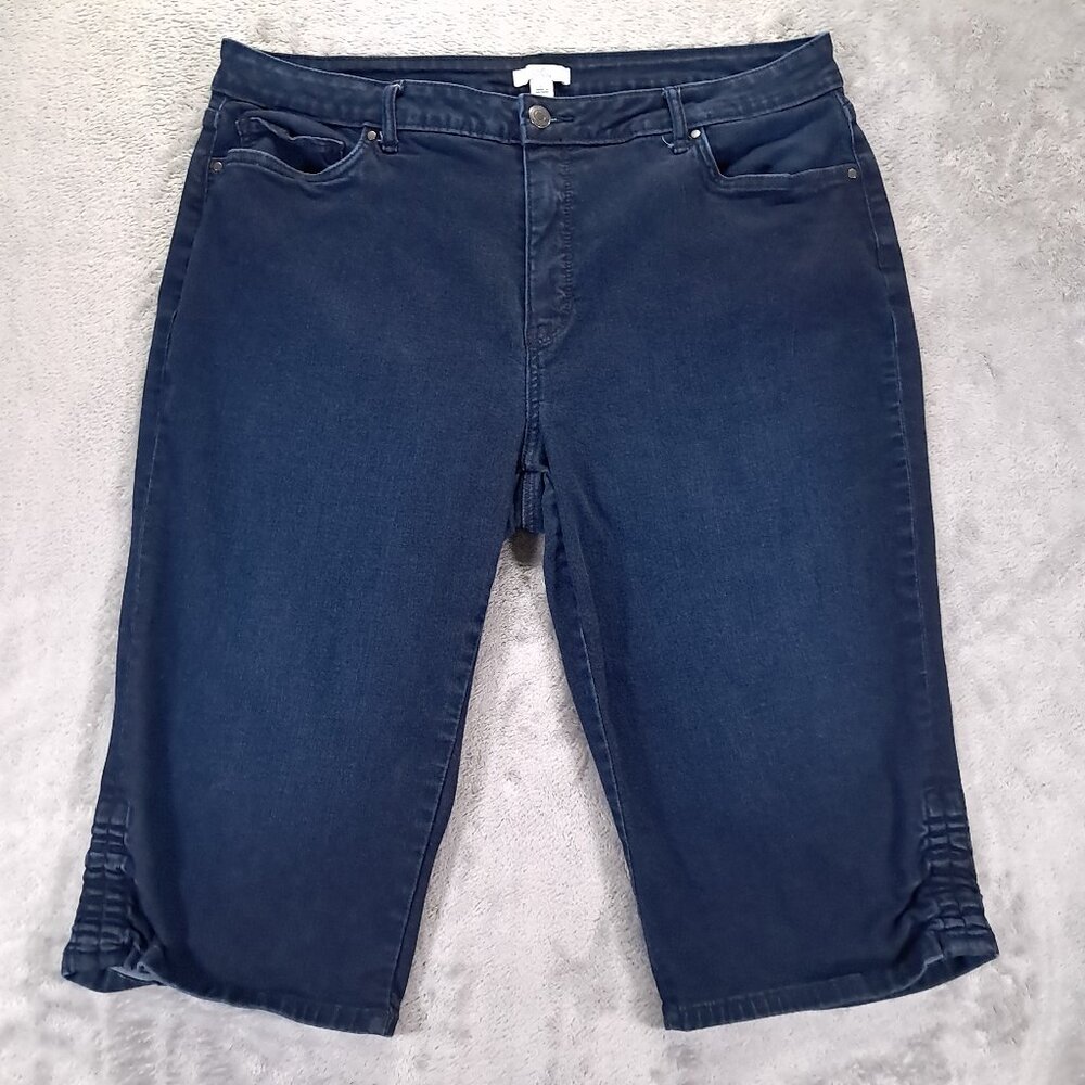 Croft & Barrow Capri Short Women Plus 38x16, Tag 20 Navy Blue Stretch Dark